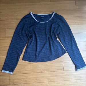 Vintage Y2K Tommy Jeans blue logo long sleeve scallop trim